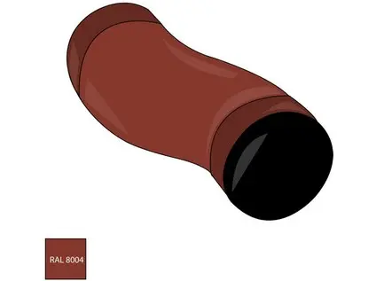 Odskokové koleno 100 mm pozink RAL 8004 cihlová červená barva