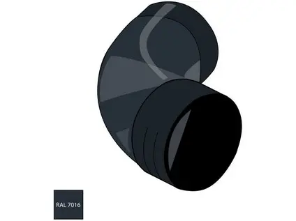 Falcované pozinkované koleno 80 mm/72° RAL 7016 antracitová barva