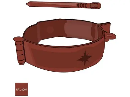 Pozinkovaná objímka 80 mm s hrotem 140 mm RAL 8004 cihlově červená barva