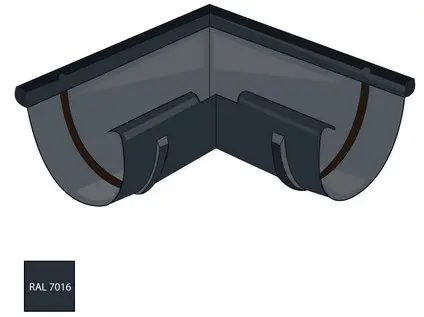 Vnější roh žlabu 330 mm pozink RAL 7016 antracitová barva