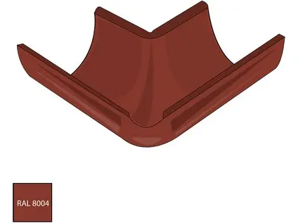 Vnitřní roh žlabu 330 mm pozink RAL 8004 cihlově červená barva