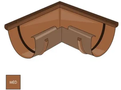 Měděný vnější roh žlabu 250 mm