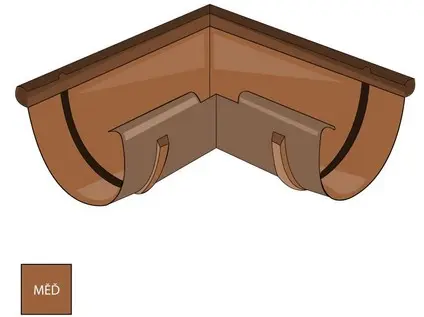 Měděný vnější roh žlabu 330 mm