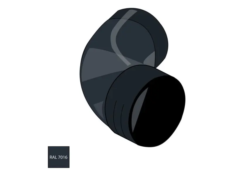 Falcované pozinkované koleno 100 mm/72° RAL 7016 antracitová barva