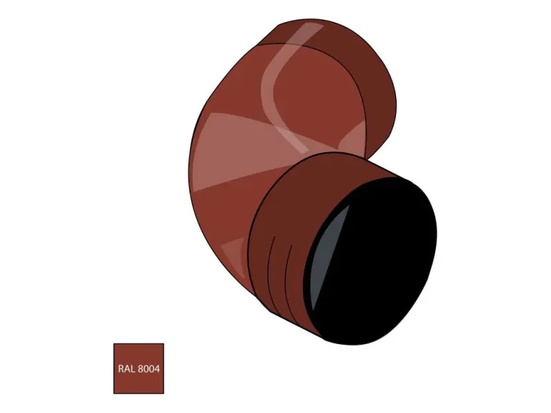 Falcované pozinkované koleno 80 mm/72° RAL 8004 cihlově červená barva