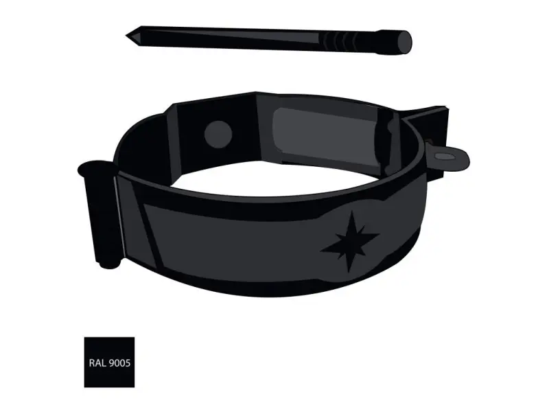 Pozinkovaná objímka 80 mm s hrotem 140 mm RAL 9005 černá barva