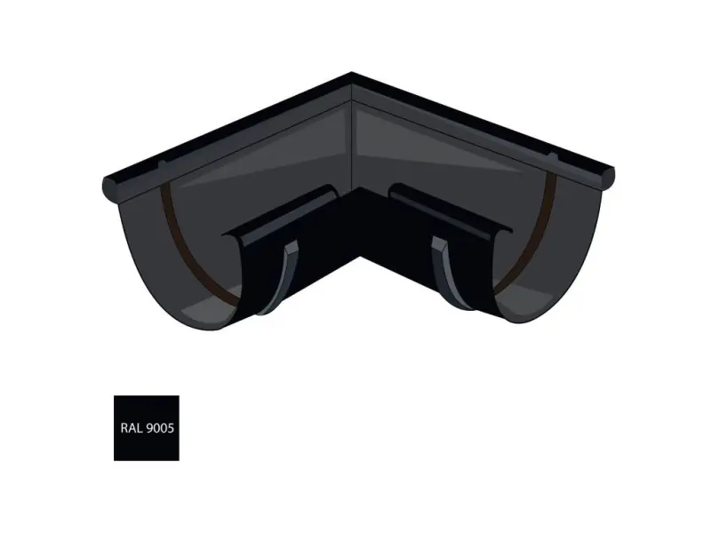 Vnější roh žlabu 250 mm pozink RAL 9005 černá barva