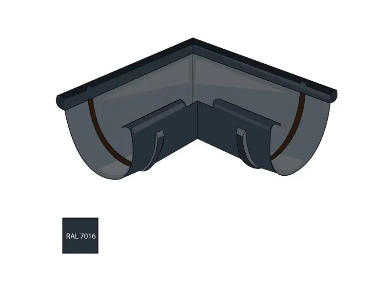 Vnější roh žlabu 330 mm pozink RAL 7016 antracitová barva