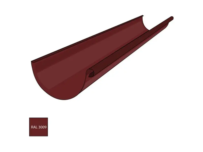 Žlab 330 mm, délka 2000 mm pozink RAL 3009 červenohnědá barva