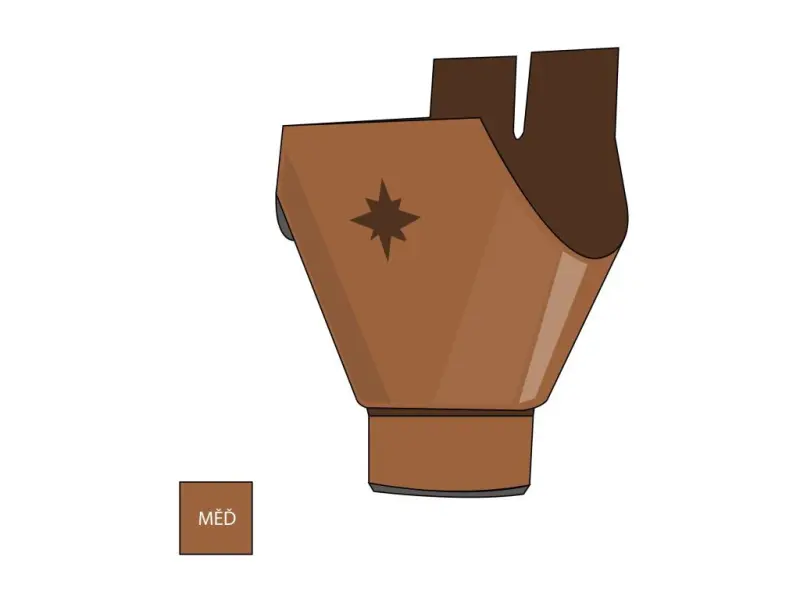 Měděný kotlík žlabu okapu 250/80 mm