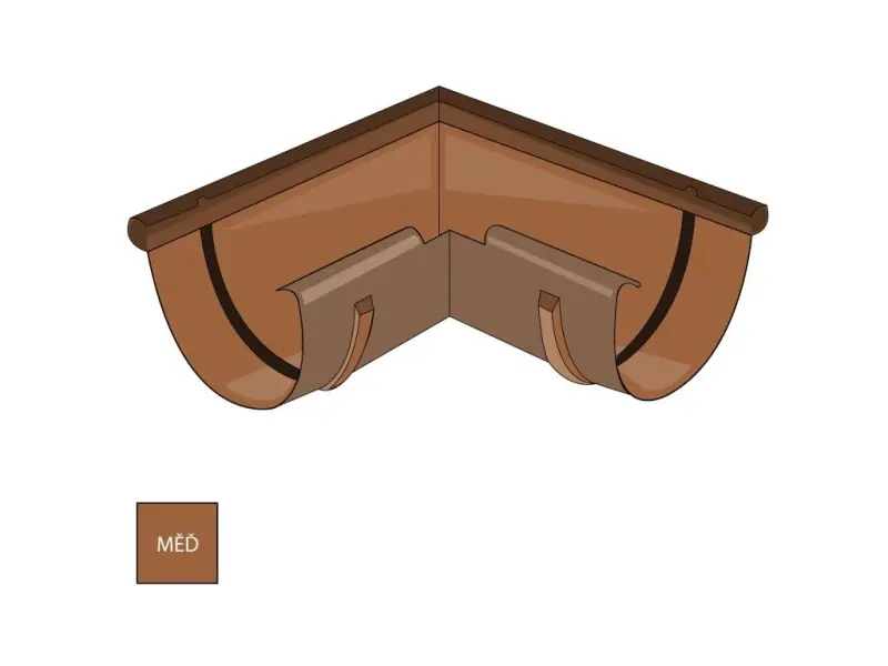 Měděný vnější roh žlabu 330 mm
