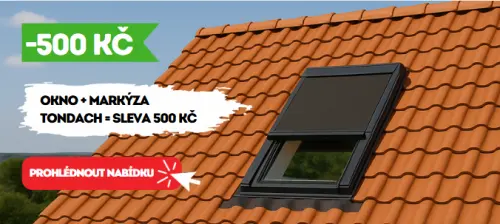 Nové střešní okno Tondach s venkovní markýzou ve slevě